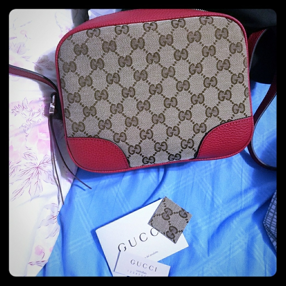 Gucci red/ Brown canvas crossbody